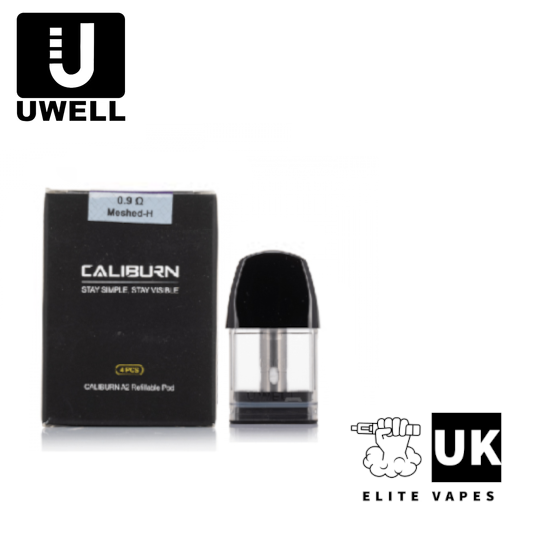 Uwell Caliburn A2 Replacement Pod 0.9 Ohm 4 Pack - Elite Vapes UK